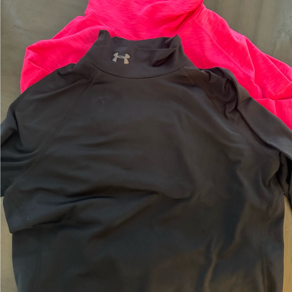 Lot of 2-Under Armour Black and Pink Women heat gear